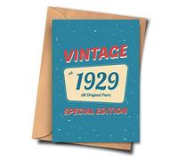 Funny 93 Year Old Birthday Card For People Born In 1929, Granddad, Godchild From Her For Him (A5-5.8x8.3inch - 14.8x21cm) With Envelope