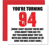 Funny 94th Birthday Cards for Men Woman - Start Lying - Fun Birthday Card for Great Grandad Grandpa Nanny Grandma Nan Gran Granny Dad Mum, 145mm Rude Joke Humour Greeting Cards