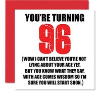Funny 96th Birthday Cards for Men Woman - Start Lying - Fun Birthday Card for Great Grandad Grandpa Nanny Grandma Nan Gran Granny Dad Mum, 145mm Rude Joke Humour Greeting Cards