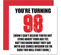 Funny 98th Birthday Cards for Men Woman - Start Lying - Fun Birthday Card for Great Grandad Grandpa Nanny Grandma Nan Gran Granny Dad Mum, 145mm Rude Joke Humour Greeting Cards