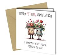 Funny 9th Anniversary Card, Unique Design, 'Happy Pottery Anniversary' 9 years down, forever to go #1733