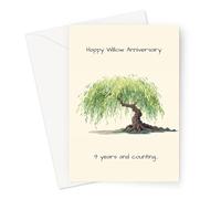 Funny 9th Wedding Anniversary Card | Copper, Willow Pun, For Husband or Wife (Happy Willow Anniversary 9 Years And Counting Card)