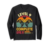 Funny 9th Wedding Anniversary Vintage Retro Level 9 Complete Long Sleeve T-Shirt
