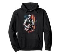 Funny Abraham Lincoln Guitar USA Flag Pullover Hoodie
