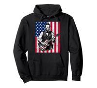Funny Abraham Lincoln Guitar USA Flag Pullover Hoodie
