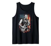 Funny Abraham Lincoln Guitar USA Flag Tank Top
