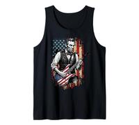 Funny Abraham Lincoln Guitar USA Flag Tank Top