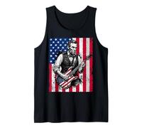 Funny Abraham Lincoln Guitar USA Flag Tank Top