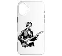 Funny Abraham Lincoln Playing Electric Guitar Case for iPhone 16 Plus