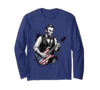 Funny Abraham Lincoln Playing Electric Guitar Long Sleeve T-Shirt