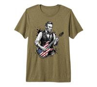 Funny Abraham Lincoln Playing Electric Guitar Premium T-Shirt