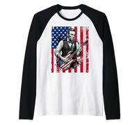Funny Abraham Lincoln Playing Electric Guitar Raglan Baseball Tee