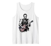 Funny Abraham Lincoln Playing Electric Guitar Tank Top