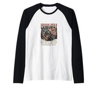 Funny Abraham Lincoln Playing Guitar Rock Band Raglan Baseball Tee