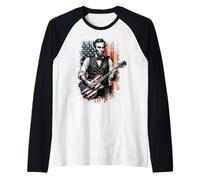 Funny Abraham Lincoln USA Flag 4th of July Tee Raglan Baseball Tee