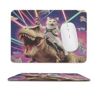Funny Abstract Dinosaurs Stitched Edge Mouse Pad,Cute Colorful Outer Space Galaxy UFO Cat Wild Animal Dinosaurs Soft Mousepad with Non-Slip for Office,Home 9.4"x7.9"