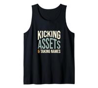 Funny Accounting Pun Kicking Assets and Taking Names Tank Top