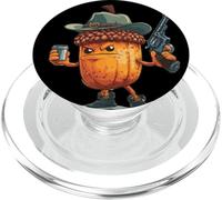 Funny Acorn in Hunter Look with Hat and Gun Costume PopSockets PopGrip for MagSafe
