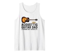 Funny Acoustic Guitar Dad Strumming Hero Music Apparel Tank Top