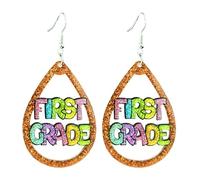 Funny Acrylic Back To School Dangle Earring Shiny Resin First Day of School Grade Earrings Teacher Appreciation Jewelry, S, Resin, No Gemstone