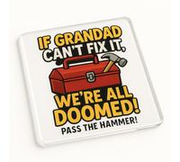 Funny Acrylic Coaster Gift for Grandad Birthday - Humorous DIY Cartoon Illustration Present for Father’s Day or Christmas