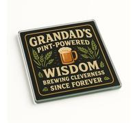 Funny Acrylic Coaster Gift for Grandad Birthday - Vintage Pub Style Novelty Present with Humorous Beer Motifs