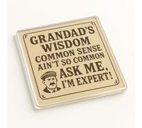Funny Acrylic Coaster Gift for Grandad's Birthday - Vintage Typography Humorous Novelty Present Desk Accessory