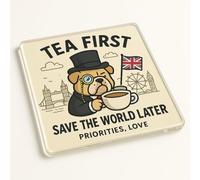 Funny Acrylic Coaster Gift for Tea Lovers - Sarcastic Britishcore Design Birthday Present Home Decor Novelty Desk Accessory