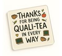 Funny Acrylic Coaster Gift for Teacher Appreciation - Whimsical Doodle Style Coffee Tea Desk Accessory - End of Term Thank You Present