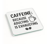 Funny Acrylic Coaster Gift - Minimalist Design with Sarcastic British Humour and Whimsical Coffee Theme