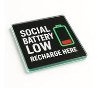 Funny Acrylic Coaster Gift - Modern Minimalist Neon Recharge Edge Design for Social Gatherings
