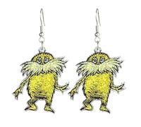 Funny Acrylic Dr. Seuss Day Drop Dangle Earrings Shiny Cat Dog Book Earrings Graduation Back to School Gift for Teacher Student Librarian, S, Zinc, No Gemstone