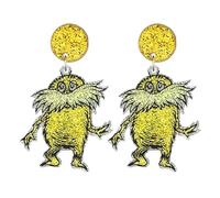 Funny Acrylic Dr. Seuss Day Drop Dangle Earrings Shiny Cat Dog Book Earrings Graduation Back to School Gift for Teacher Student Librarian, S, Zinc, No Gemstone