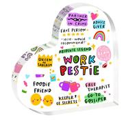 Funny Acrylic Heart Gift for Best Friend, Quirky 10x10cm Love Decoration with Cute Illustration, Unique Birthday Present for Women Bestie