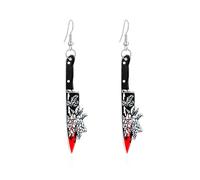 Funny Acrylic Horror Bloody Knife Dangle Earrings Halloween Thriller Kitchen Knife Drop Earrings for Women, Resin