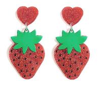 Funny Acrylic Strawberry Earrings Lovely Fruit Dangle Earrings Vintage Summer Vibe Sweet Strawberry Drop Earrings for Women Birthday Holiday Jewelry Gifts, One Size, Acrylic, No Gemstone
