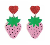Funny Acrylic Strawberry Earrings Lovely Fruit Dangle Earrings Vintage Summer Vibe Sweet Strawberry Drop Earrings for Women Birthday Holiday Jewelry Gifts, One Size, Acrylic, No Gemstone