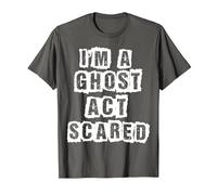 Funny Act Scared I'm A Ghost Costume T-Shirt, Men, Asphalt Grey, 4X-Large
