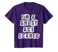Funny Act Scared I'm A Ghost Costume T-Shirt, Youth, Purple, Small