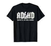 Funny ADHD Designs ADHD Highway To Hey Look A Squirrel Retro Vintage Unisex-Adults Black S T-Shirt