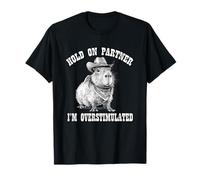 Funny ADHD Western Howdy Partner Overstimulated Capybara T-Shirt
