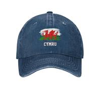 Funny Adjustable Baseball Cap Welsh Wales Flag Unisex Vintage Cotton Denim Caps Birthday Gifts for Men Women Washed Hat Navy Blue