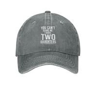 Funny Adjustable Baseball Cap You Can't Scare Me I Have Two Daughters Unisex Vintage Cotton Denim Caps Birthday Gifts for Men Women Washed Hat Gray