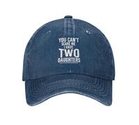 Funny Adjustable Baseball Cap You Can't Scare Me I Have Two Daughters Unisex Vintage Cotton Denim Caps Birthday Gifts for Men Women Washed Hat Navy Blue