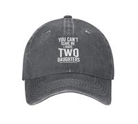 Funny Adjustable Baseball Cap You Can't Scare Me I Have Two Daughters Unisex Vintage Cotton Denim Caps Birthday Gifts for Men Women Washed Hat Deep Heather