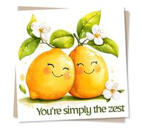 Funny Adorable Birthday Thank You or Thinking Of You Card For Loved One - Fruit Lover, Lemon, Pun - You're Simply The Zest - For Bestie, Friend, Relative, Sister, Brother, Mum, Dad