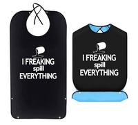 Funny Adult Bibs for Elderly, Washable and Reusable Adult Bib Men Women, Waterproof Clothing Protector with Crumb Catcher Washable and Reusable Adult Bibs