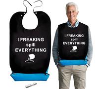 Funny Adult Bibs for Elderly Washable, Waterproof And Reusable Adult Bib for Eating Novelty Clothing Protectors with Crumb Catcher for Adults Senior Women and Men with a Ruler (Cup)