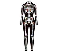 Funny Adult Halloween Costume Men Skeleton Bodysuit Suit