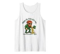 Funny Adult Hungover Leprechaun Taste The Rainbow Again Tank Top